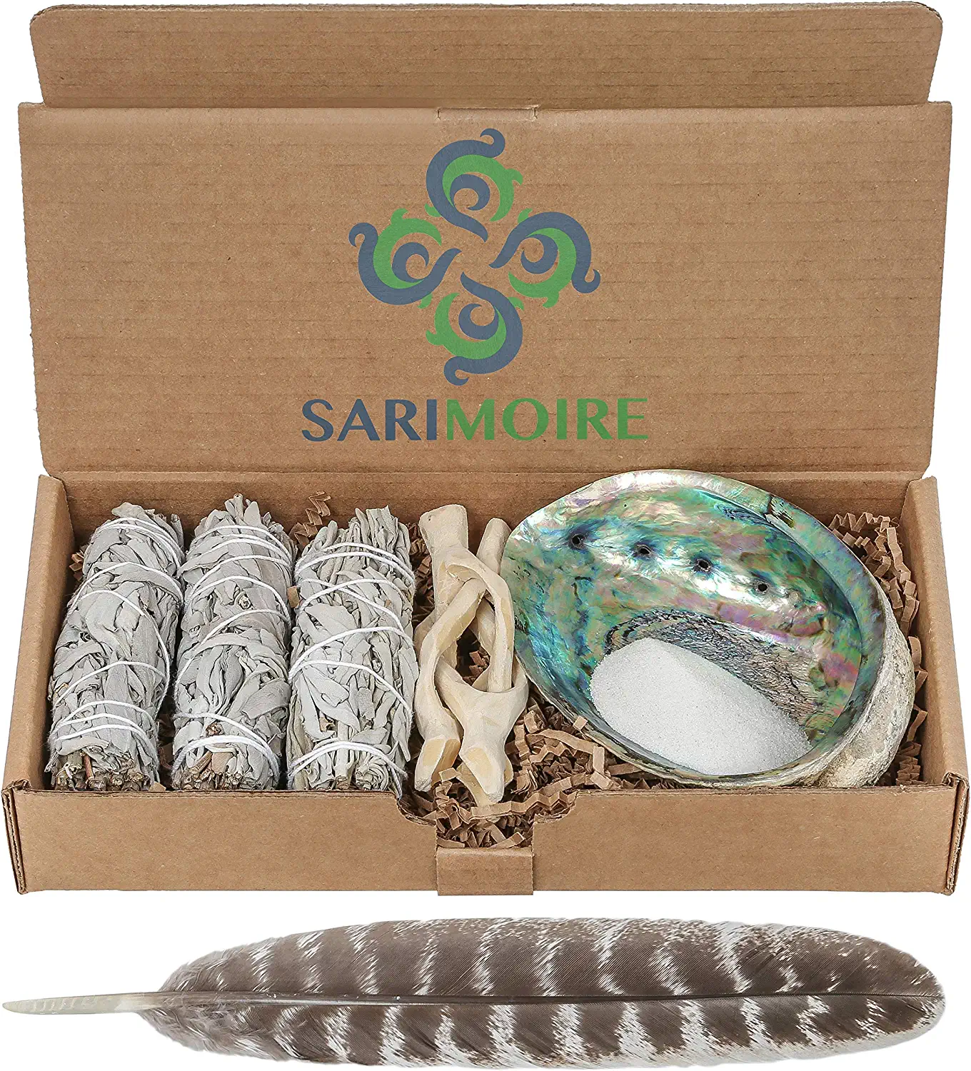 Sarimoire Abalone Shell Bowl & Sage Smudge Sticks Kit