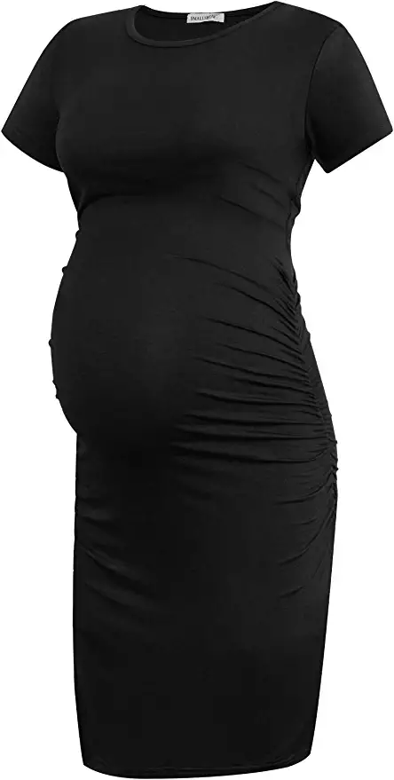 Smallshow Short Sleeve Ruched Maternity Dress