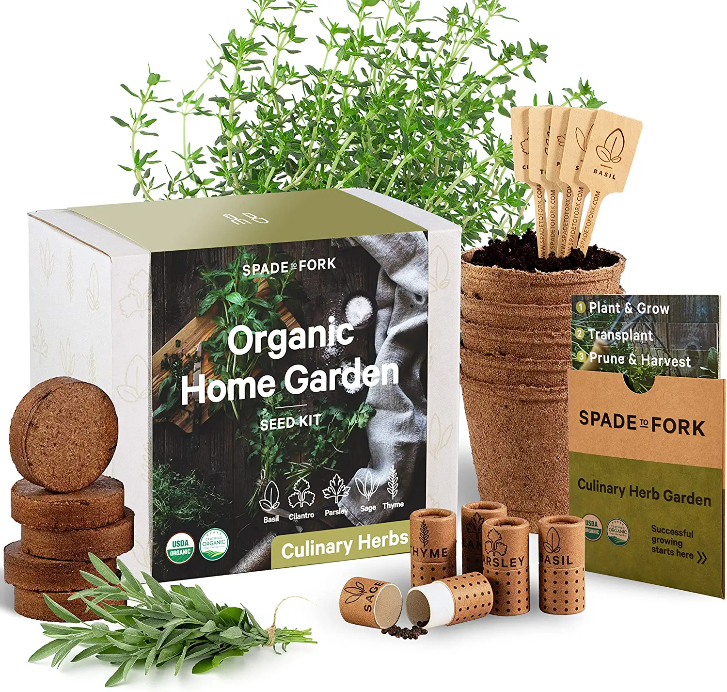 Spade To Fork Heirloom Compostable Pots Herb Garden Kit