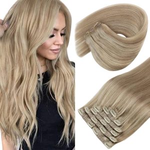 Sunny Hair Straight Real Hair Clip-In Extensions, 7-Piece