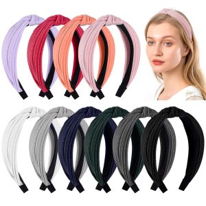 Sunolga Knitted Non-Slip Knotted Headbands, 10-Piece