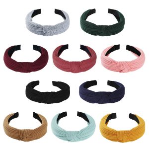 Tyfthui Polyester Fabric Knotted Headbands, 10-Piece