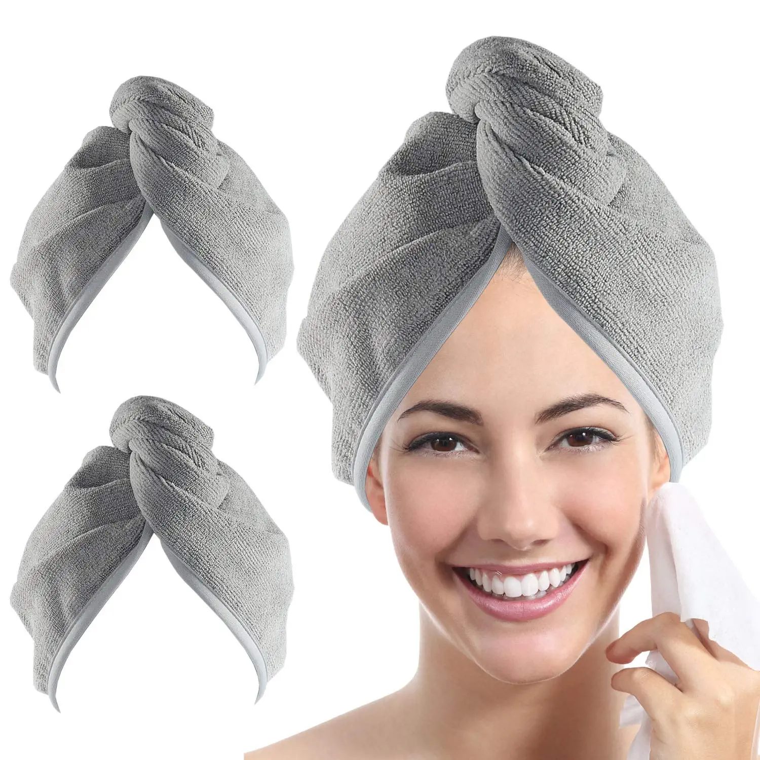 YoulerTex Lightweight Towel Turbans, 2-Pack