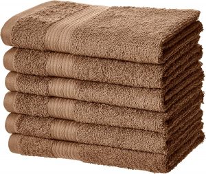 AmazonBasics Cotton Long-Lasting Hand Towels, 6-Pack