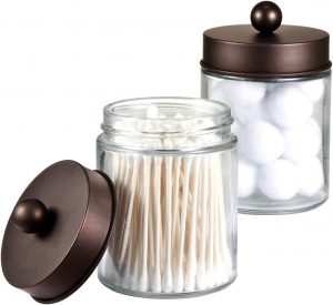 Amolliar Open-Set Lid Bathroom Canisters, 2-Pack