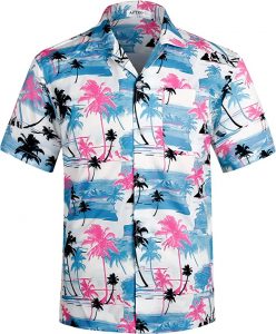 APTRO Short Sleeve Stretch Fabric Men’s Beach Shirt