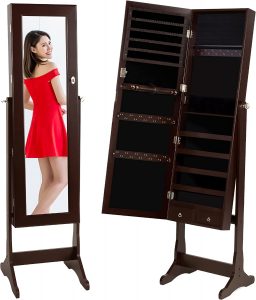 Best Choice Products Lockable Door Standing Jewelry Mirror