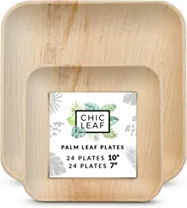 Chic Leaf Palm Leaf Disposable Bamboo Plates, 48 Count