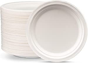 Comfy Package Eco-Friendly Disposable Sugarcane Plates, 125 Count