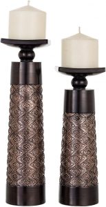 Creative Scents Lacquered Resin Candles Mantel Decorations, Set Of 2
