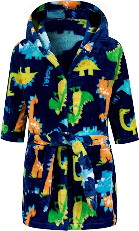 CROOUTN Flannel Dinosaur Toddler Robe