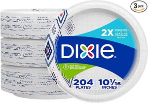 Dixie Printed Disposable Dinner Plates, 204 Count