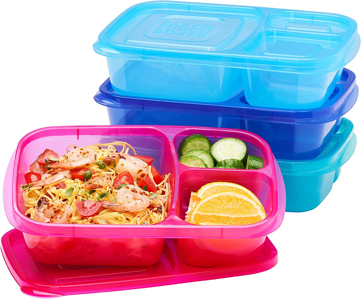 EasyLunchboxes Stackable Bento Lunchbox For Girls, 4-Pack
