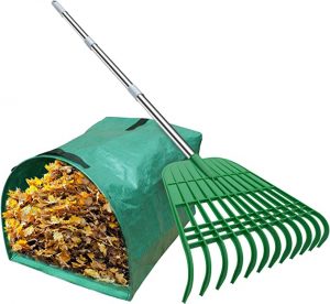 Gardzen Lightweight Leaf Rake With Dustpan-Type Garden Bag