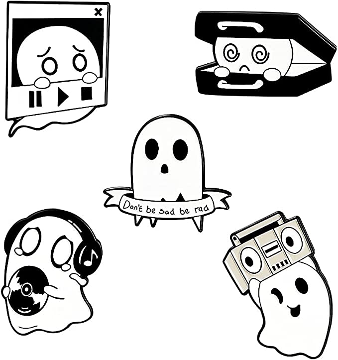 GDERFANEY Ghostly Gift Backpack Pins, 5-Piece