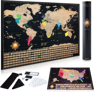 InnovativeMap Mini USA Map & Scratch-Off World Map Posters, 2-Pack