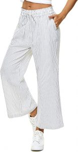 LNX Linen & Cotton Wide Leg Women’s Striped Pants
