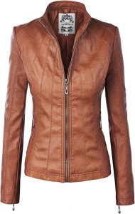Made By Johnny Women’s Faux Leather Moto Jacket
