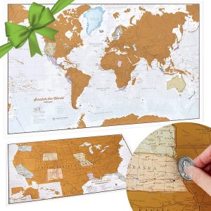 Maps International Silk Art Paper Scratch-Off World Map Posters, 2-Pack