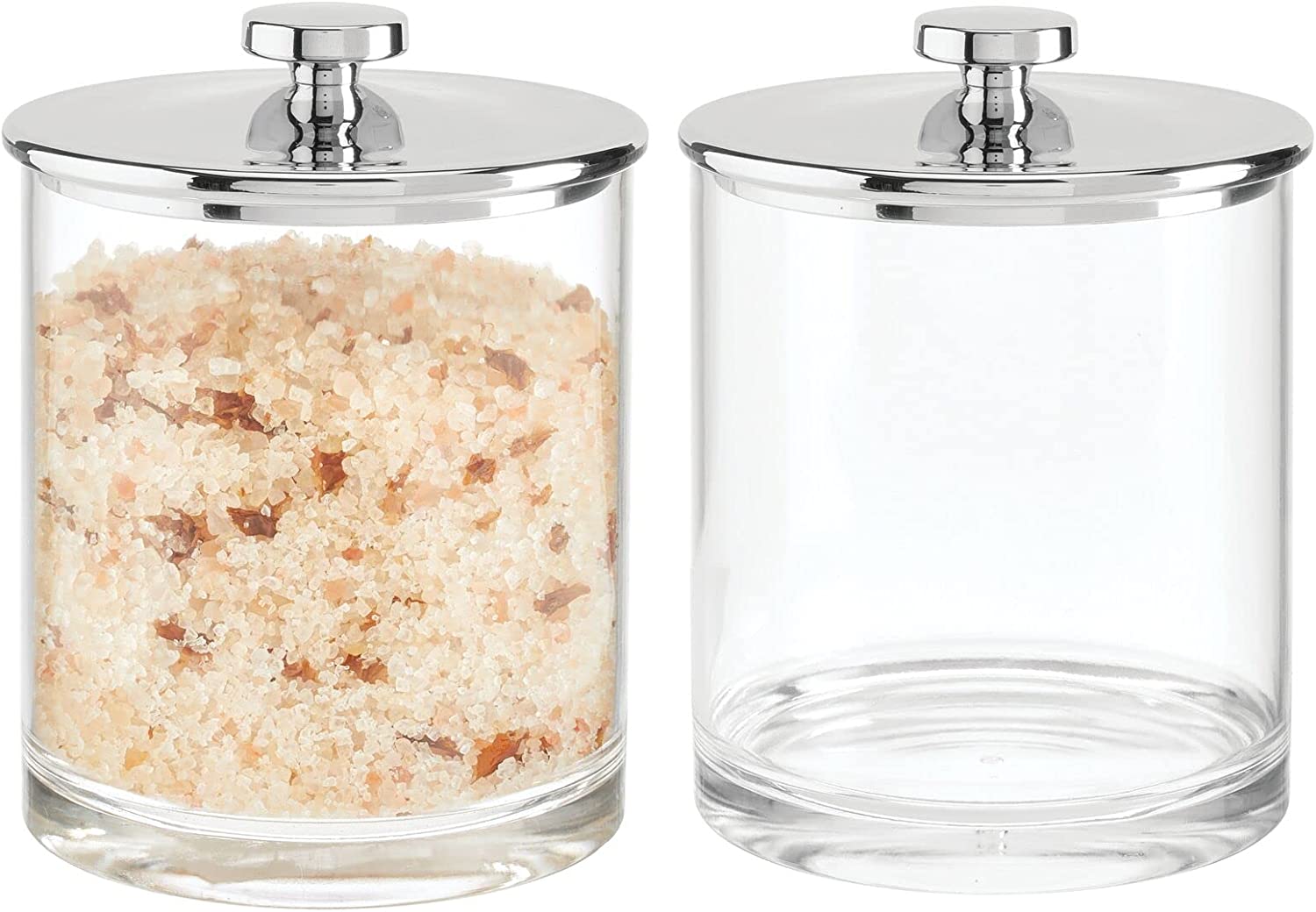 mDesign Shatter-Resistant Plastic Bathroom Canisters, 2-Pack