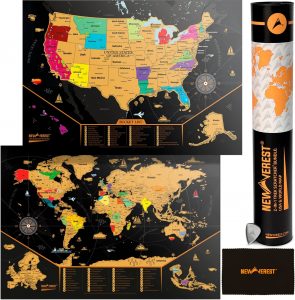Newverest Full Size USA Map & Scratch-Off World Map Posters, 2-Pack