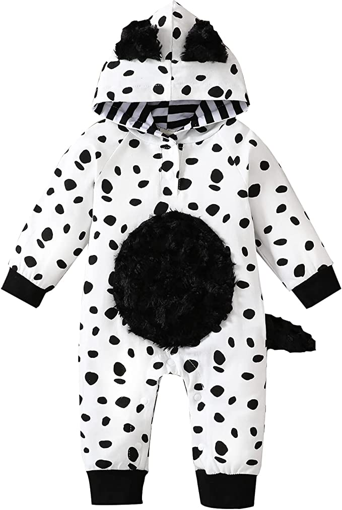Noubeau Faux Fur Dalmatian Romper Baby Costume
