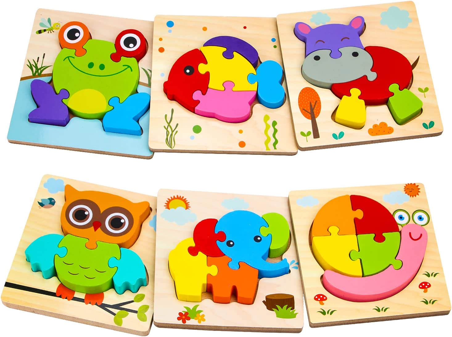 SKYFIELD Eco-Friendly Jigsaw Toddler Puzzles, 6-Pack