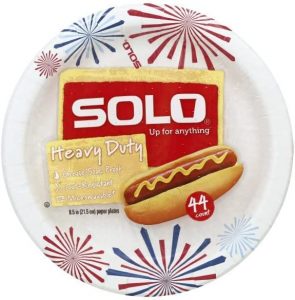 SOLO Paper Disposable Dinner Plates, 44 Count