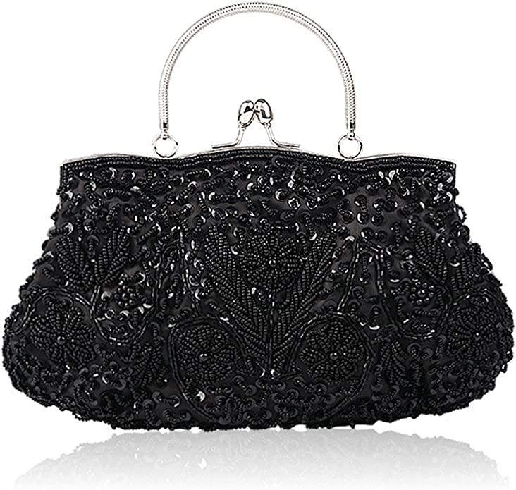 SSMY Polyester Fabric Beaded Clutch