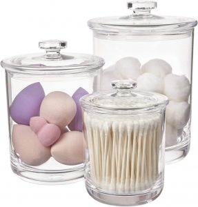 STORi Assorted Sizes Acrylic Bathroom Canisters, 3-Pack