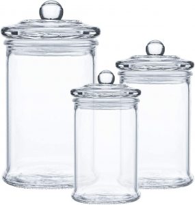 Suwimut Sealed Ball Lid Glass Bathroom Canisters, 3-Pack