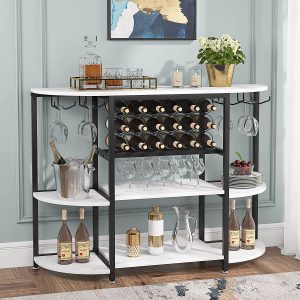 Tribesigns Faux Marble & Metal Frame Freestanding Wine Bar