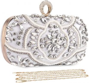 UBORSE Removable Metal Chains Beaded Clutch