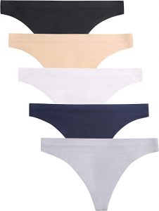 VOENXE Low Waist Thong Women’s Underwear, 5-Pack