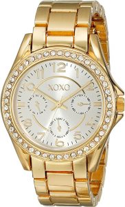 XOXO Rhinestone Bezel Women’s Gold-Tone Watch