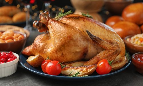 Thanksgiving turkey on dinner table