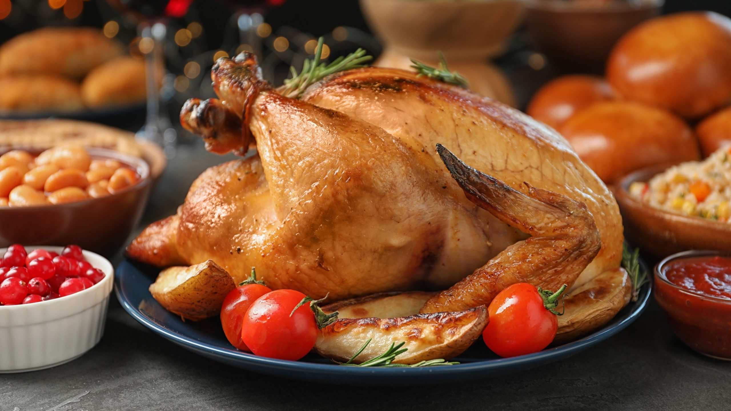 Thanksgiving turkey on dinner table