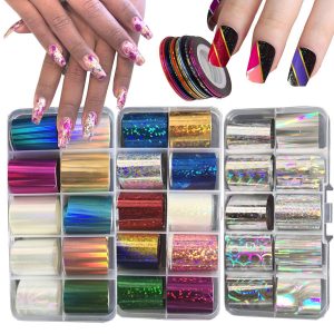 AddFavor Holographic Nail Foil Transfer Tape, 30-Piece