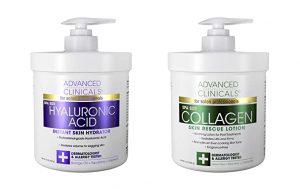 Advanced Clinicals Collagen Cream & Hyaluronic Acid Creams, 2 Pack