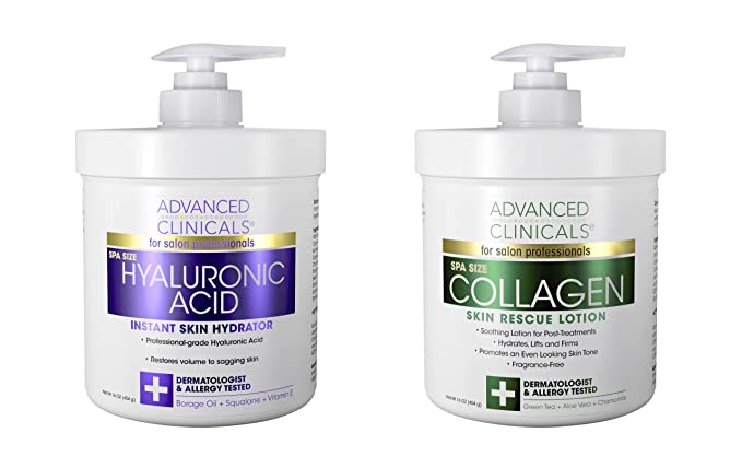 Advanced Clinicals Collagen Cream & Hyaluronic Acid Creams, 2 Pack