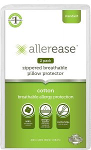 AllerEase Allergen Barrier Zippered Pillow Protectors, 2-Pack