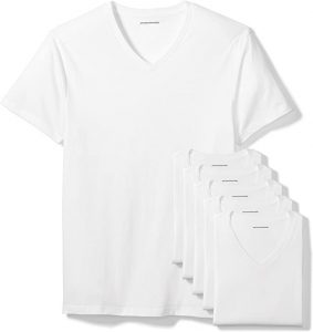 Amazon Essentials Lightweight Cotton Men’s V-Neck Shirts, 6-Pack