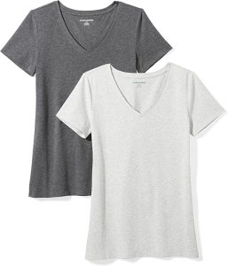 Amazon Essentials Short Sleeve Jersey Women’s V-Neck Shirts, 2-Pack