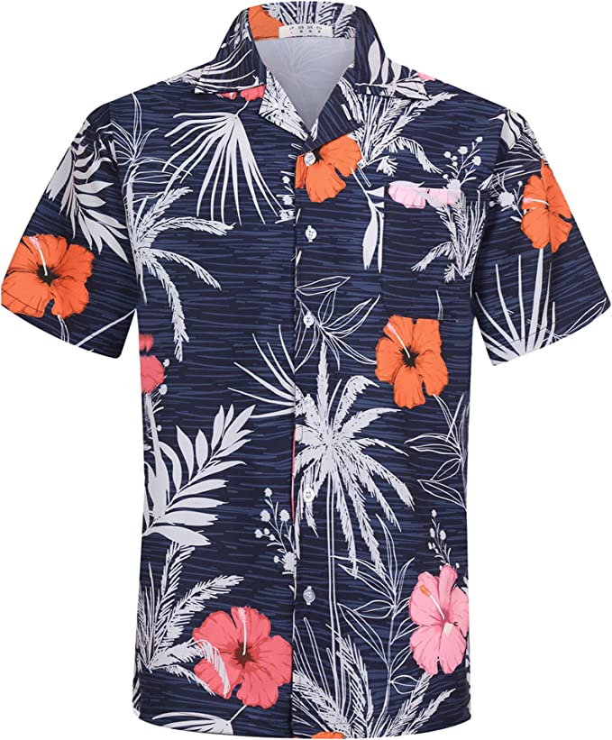 APTRO Men’s Stretch Hawaiian Tropical Beach Shirt