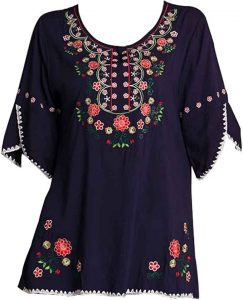 Ashir Aley Embroidered Scoop Neck Women’s Bohemian Top