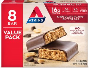 Atkins Meal Replacement Keto Chocolate Peanut Butter Bars, 8-Count