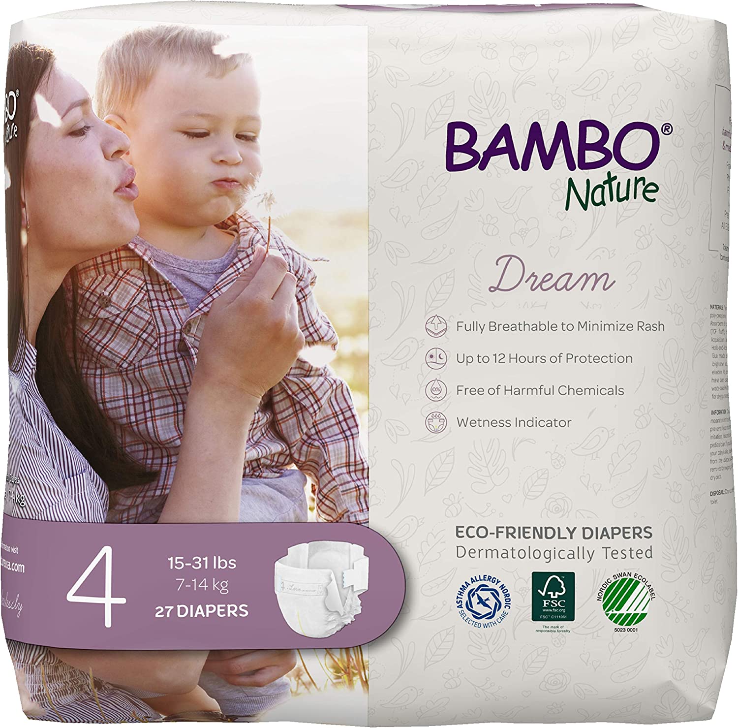 Bambo Nature Latex-Free Breathable Diapers, 27-Count