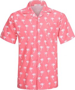 BOJIN Men’s Pocket Hawaiian Tropical Aloha Shirt