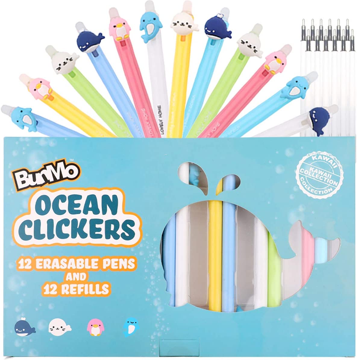 BUNMO Children’s Long-Lasting Erasable Pens, 12-Pack