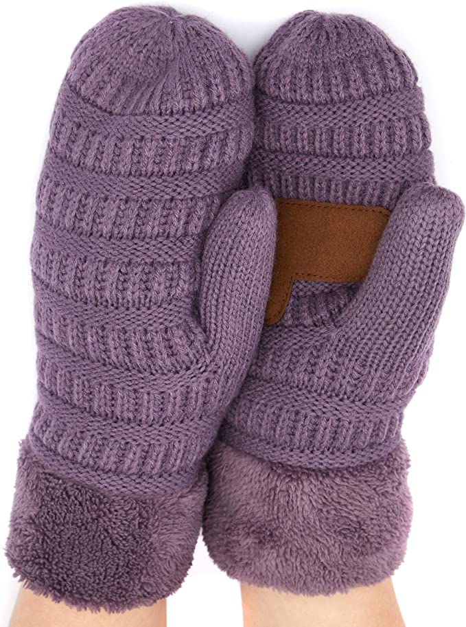 C.C Sherpa Fleece Lined Knit Women’s Mittens